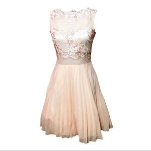 AX Paris Blush Crochet lace tulle Skater Dress